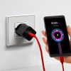 Kabel przewód w oplocie USB-C 60 W 1.5m - czerwony