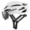 Kask rowerowy z szybką odpinanymi okularami z filtrem UV unisex - biały