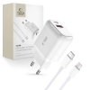 Ładowarka sieciowa USB-C PD 20W / USB-A QC 3.0 z kablem USB-C / iPhone Lightning - biała