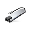6w1 HUB Adapter USB-C USB-A HDMI RJ45 4K 30Hz PD 100W - szary