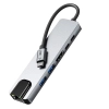 6w1 HUB Adapter USB-C USB-A HDMI RJ45 4K 30Hz PD 100W - szary