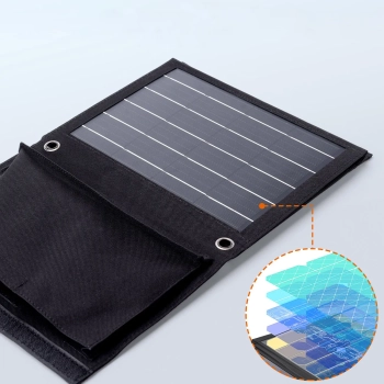 Ładowarka solarna słoneczna turystyczna 22W 2xUSB rozkładana czarna