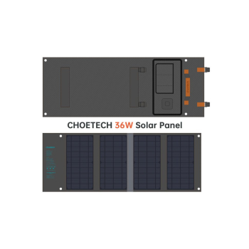 Ładowarka solarna słoneczna turystyczna USB USB C 36W QC PD szara