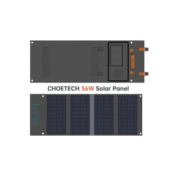 Ładowarka solarna słoneczna turystyczna USB USB C 36W QC PD szara