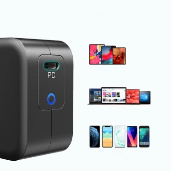 Ładowarka sieciowa GaN USB Typ C 60W + kabel USB Typ C 1.8m czarny