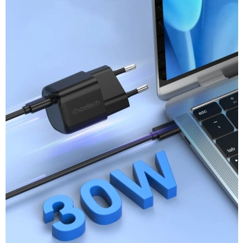 Ładowarka sieciowa GaN USB Typ C PD 30W czarny