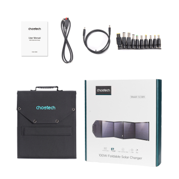 Ładowarka solarna słoneczna 100W składana USB-C 2xUSB PD QC czarna