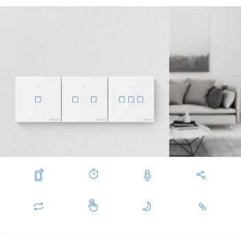 Dotykowy włącznik światła przełącznik przycisk WiFi 433 MHz RF czarny T3EU1C-TX