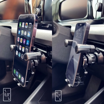 Uchwyt grawitacyjny na telefon na kratkę w samochodzie czarny