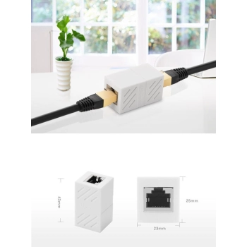 Złączka łącznik kabli sieciowych skrętki RJ45 biały
