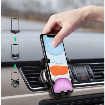 Samochodowy uchwyt grawitacyjny na telefon czarny