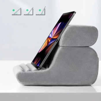 Składana podstawka na tablet telefon welurowa szary
