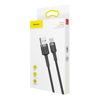 Wytrzymały elastyczny kabel przewód USB USB-C QC3.0 3A 1M czarno-szary
