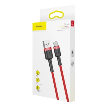 Wytrzymały elastyczny kabel przewód USB USB-C QC3.0 2A 2M czerwony