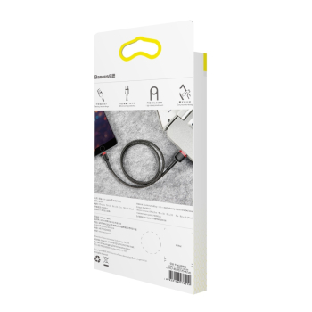 Wytrzymały elastyczny kabel przewód USB Iphone Lightning QC3.0 2.4A 1M czarno-czerwony