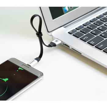 Płaski kabel przewód USB USB-C z uchwytem 2A 23CM czarny