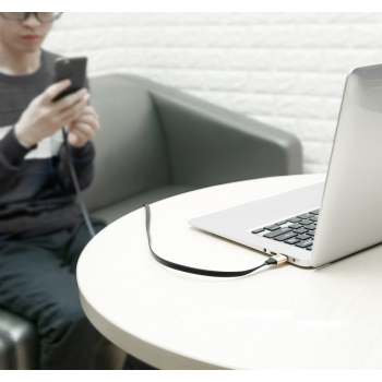 Płaski kabel przewód USB USB-C z uchwytem 2A 23CM czarny