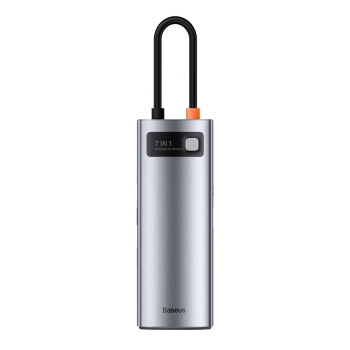 Multifunkcjonalny HUB USB 7w1 Typ C HDMI czytnik kart TF PD szary