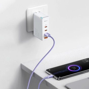 Kabel przewód do szybkiego ładowania i transferu danych USB USB-C 100W 1.2m fioletowy