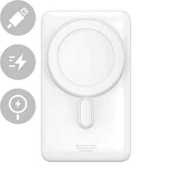 Powerbank z bezprzewodowym ładowaniem MagSafe 10000mAh 20W kabel USB-C 0.5m biały