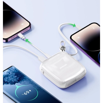 Powerbank 10000mAh Jelly Series 22.5W kabel Iphone Lightning biały