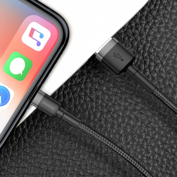 Wytrzymały kabel przewód w oplocie USB do iPhone Lightning QC3 2m - czarny