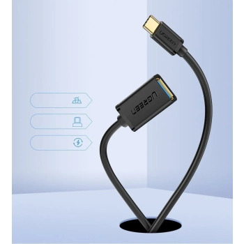 Adapter przejściówka kabel OTG z USB 3.0 na USB-C - czarny