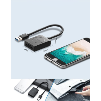 Czytnik kart pamięci SD / micro SD wtyczka USB 3.0 15cm - czarny