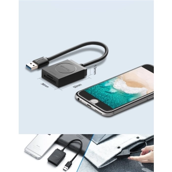 Czytnik kart pamięci SD / micro SD wtyczka USB 3.0 15cm - czarny