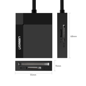 Czytnik kart pamięci SD / micro SD / CF / MS wtyczka USB 3.0 - czarny