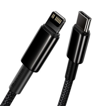 Kabel przewód do iPhone USB-C - Lightning szybkie ładowanie 20W 1m - cały czarny