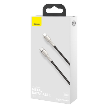 Przewód kabel USB-C - USB-C Cafule Metal Data Power Delivery 100W 1m - czarny
