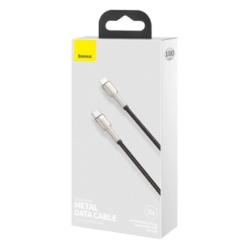 Przewód kabel iPhone USB-C - Lightning Cafule Metal Data Power Delivery 20W 1m - czarny