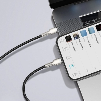 Przewód kabel iPhone USB-C - Lightning Cafule Metal Data Power Delivery 20W 1m - czarny