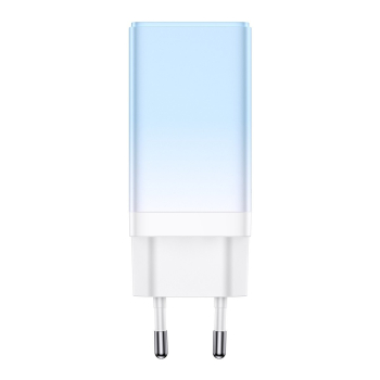 Szybka ładowarka sieciowa GaN 2x USB-C / USB 65W QC PD - niebieski