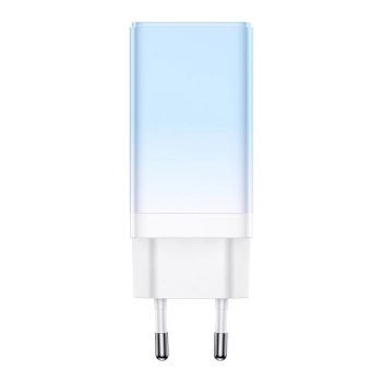 Szybka ładowarka sieciowa GaN 2x USB-C / USB 65W QC PD - niebieski