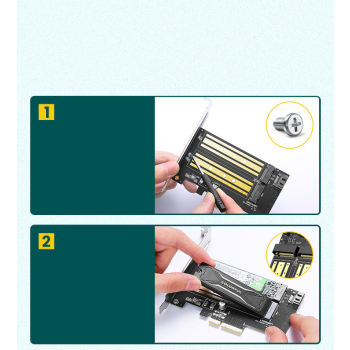 Karta rozszerzeń adapter PCIe 3.0 x4 dodatkowe dwa sloty SSD M.2 M-Key i M.2 B-Key