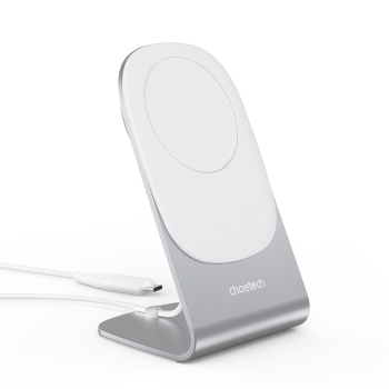 Ładowarka indukcyjna 15W Qi z MagSafe + stojak magnetyczny na telefon - biała