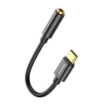 Adapter do słuchawek przejściówka L54 z USB-C na gniazdo audio jack 3.5mm DAC czarny