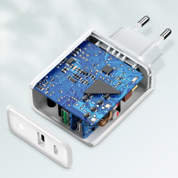 Szybka ładowarka sieciowa USB-C + USB 36 W Quick Charge 4.0 Power Delivery biały