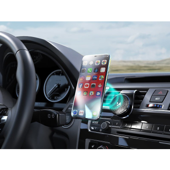 Uchwyt magnetyczny na telefon do kratki samochodu obrotowy 360 czarny