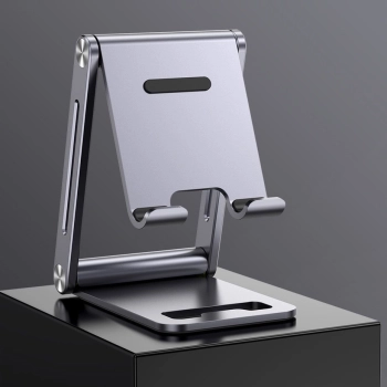 Solidna składana podstawka na telefon tablet metalowa aluminiowa szary