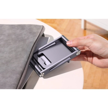 Solidna składana podstawka na telefon tablet metalowa aluminiowa szary