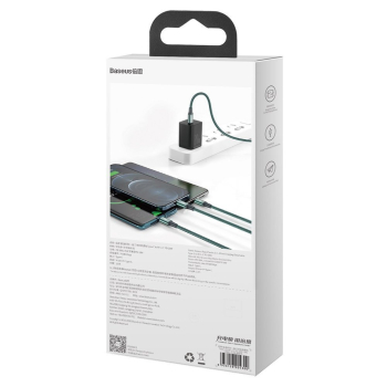 Rapid 3w1 kabel USB-C - USB-C / Lightning / micro USB 20 W 1.5 m zielony
