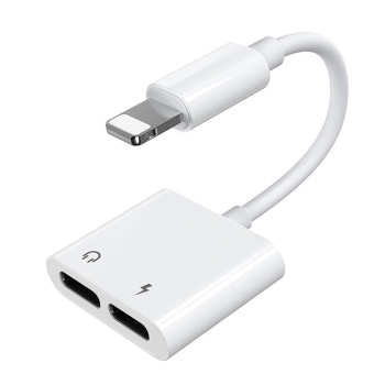 Adapter przejściówka rozdzielacz słuchawkowy iPhone Lightning - 2x Lightning biały