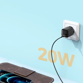 Szybka ładowarka sieciowa USB-C 20W Power Delivery Quick Charge 3.0 AFC czarna