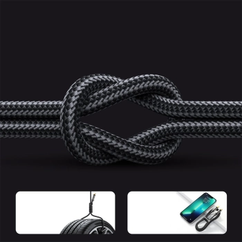 Kabel przewód w oplocie do iPhone USB-C - Lightning PD 20W 1.2m czarny