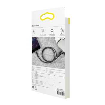 Wytrzymały kabel w oplocie do iPhone USB - Lightning QC3.0 2.4A 1m czarno-szary