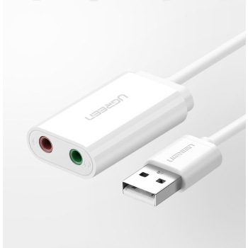 Zewnętrzna karta dźwiękowa muzyczna adapter USB - 3.5mm mini jack kabel 15cm czarny