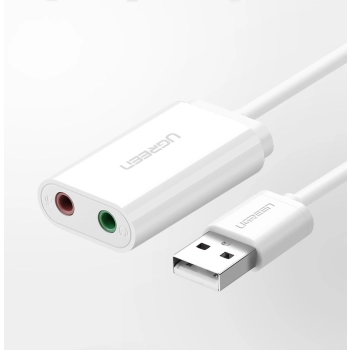 Zewnętrzna karta dźwiękowa muzyczna adapter USB - 3.5mm mini jack kabel 15cm czarny